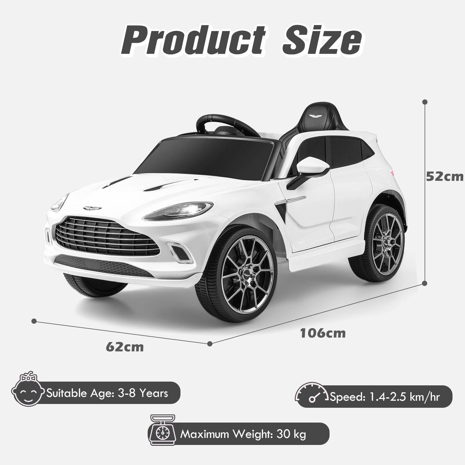 12V Kids Ride on Vehicle Aston Martin Licensed with Music and Horn