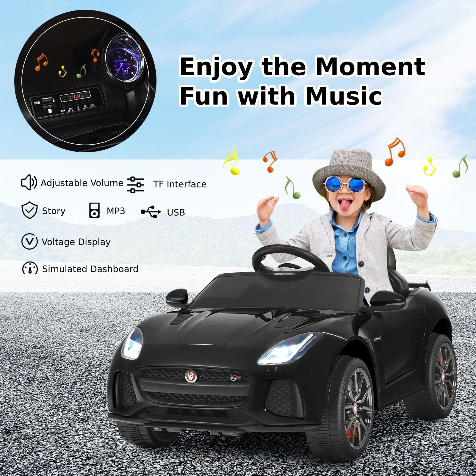 12V Jaguar F-Type SVR Kids Ride on Car with Remote Control